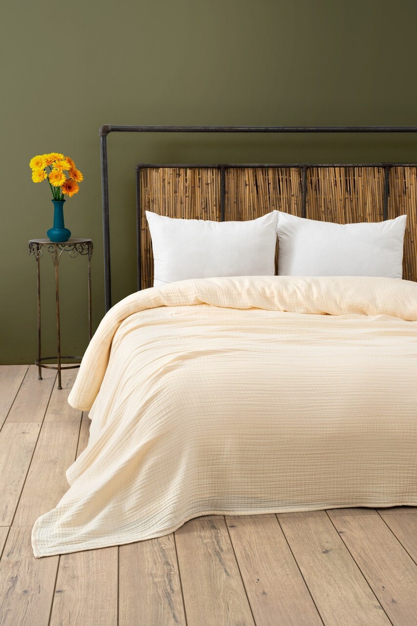 Cuvertura matlasata dubla, L'essentiel Maison, Muslin, Ecru - imagine 3